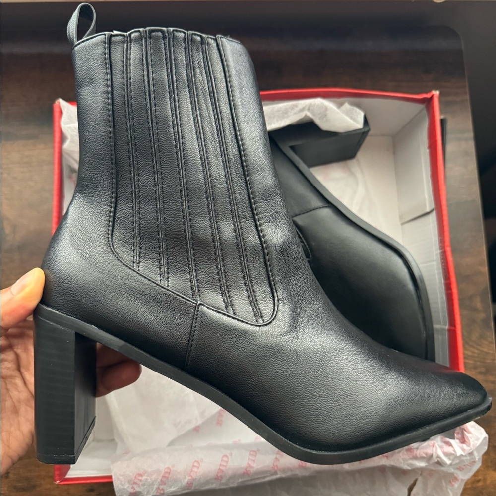 RAID Black Heeled Boot/ Square Toe Bootie (Size 11)